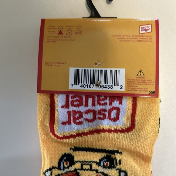 Oscar Mayer YELLOW Print Novelty Crew Socks - Men’s Size 6-12 Weinermobile - Picture 5 of 5